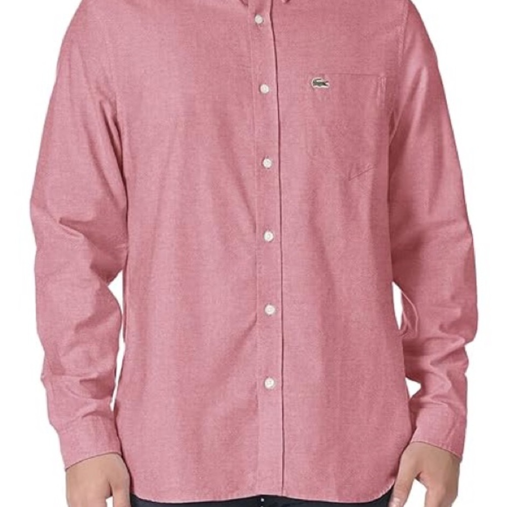 Lacoste Men's Casual Button Down Shirt - Pink